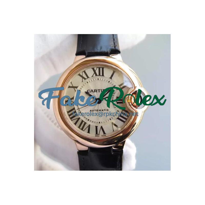 Replica Cartier Ballon Bleu 33MM Rose Gold Silver Dial Swiss 2671