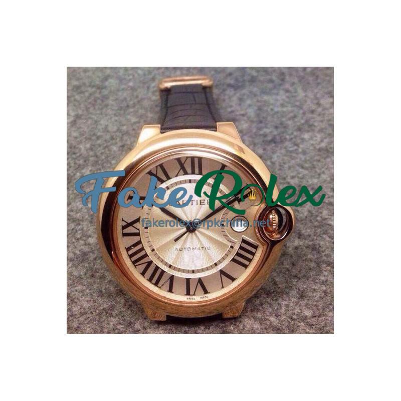 Replica Cartier Ballon Bleu 36MM Rose Gold Silver Dial Swiss 2836-2