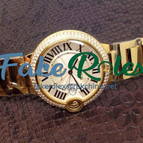 Replica Cartier Ballon Bleu 36MM Yellow Gold Silver Dial Swiss 2688