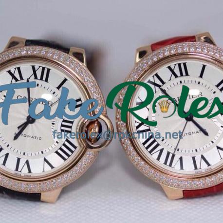 Replica Cartier Ballon Bleu 36MM Rose Gold Silver Dial Swiss 2688