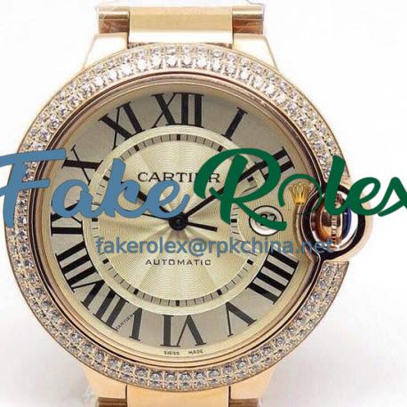 Replica Cartier Ballon Bleu 42MM Rose Gold Champagne Dial Swiss 2824