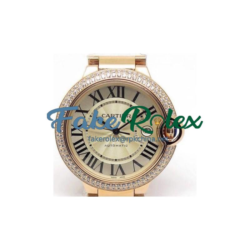 Replica Cartier Ballon Bleu 42MM Rose Gold Champagne Dial Swiss 2824