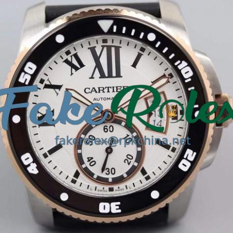 Replica Calibre De Cartier Diver 42MM V6F Stainless Steel & Rose Gold White Dial M9015