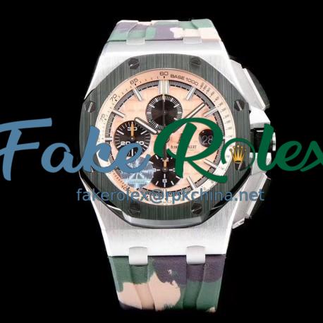 Replica Audemars Piguet Royal Oak Offshore Chronograph Combat 2018 SIHH 26400 JF V2 Stainless Steel Beige Dial Swiss 3126