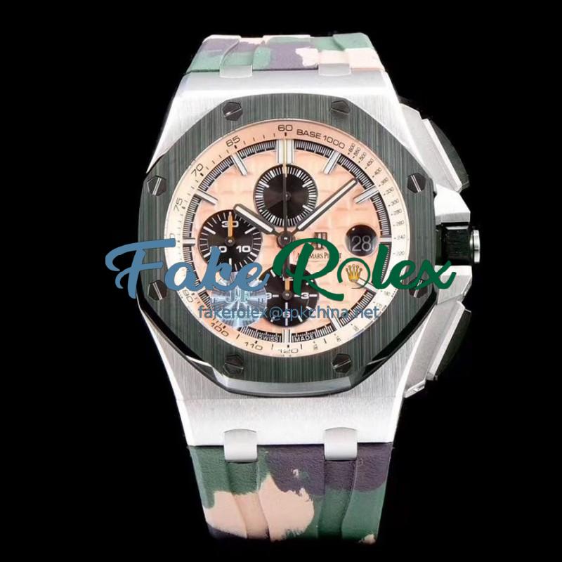 Replica Audemars Piguet Royal Oak Offshore Chronograph Combat 2018 SIHH 26400 JF V2 Stainless Steel Beige Dial Swiss 3126