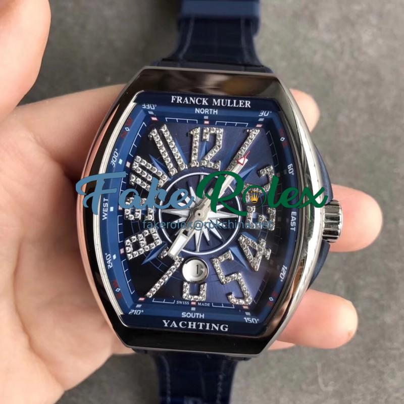 Replica Franck Muller Vanguard Yachting V45 SC DT AC BL OX Stainless Steel Blue Dial Swiss 2824-2