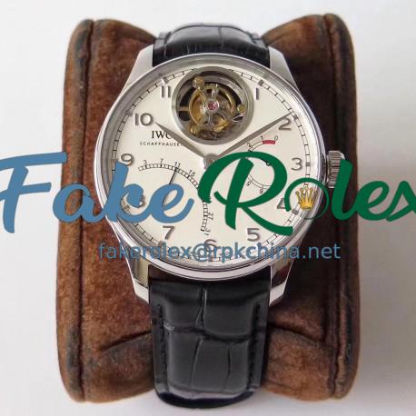 Replica IWC Portugieser Tourbillon Mystere Retrograde IW504601 ZF Stainless Steel White Dial Swiss Tourbillon