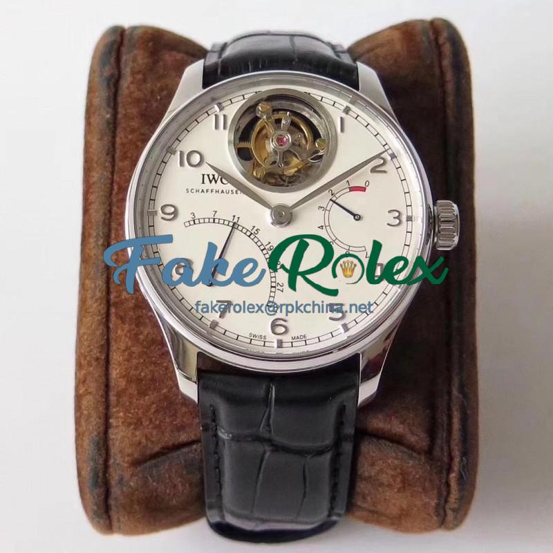 Replica IWC Portugieser Tourbillon Mystere Retrograde IW504601 ZF Stainless Steel White Dial Swiss Tourbillon