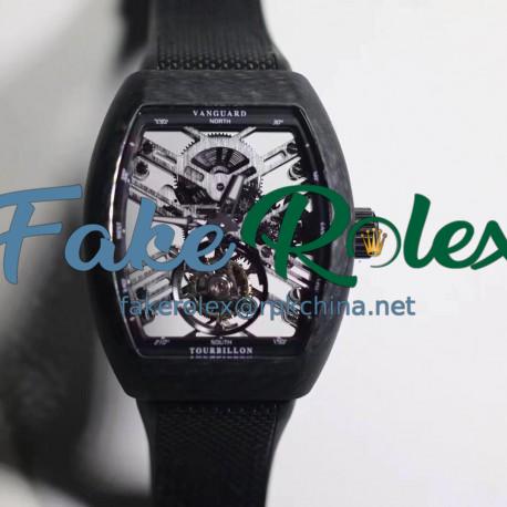 Replica Franck Muller Vanguard Skeleton V 45 S6 SQT CARBONE NR N Carbon Fiber Skeleton Dial Swiss Tourbillon