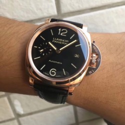 Replica Panerai Luminor Due PAM908 FU VS Rose Gold Black Dial Swiss OP XXXIV