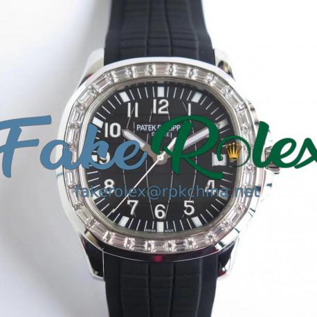 Replica Patek Philippe Aquanaut Jumbo 5167 KM Stainless Steel & Diamond Black Dial Swiss 324SC