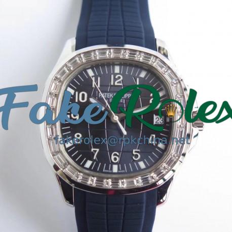 Replica Patek Philippe Aquanaut Jumbo 5167 KM Stainless Steel & Diamond Blue Dial Swiss 324SC