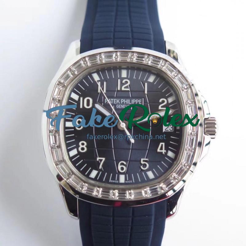 Replica Patek Philippe Aquanaut Jumbo 5167 KM Stainless Steel & Diamond Blue Dial Swiss 324SC