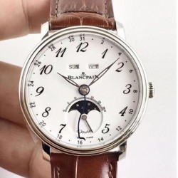 Blancpain Villeret Quantieme Complet 8 Jours 6639-3437-55B OM Stainless Steel White Dial Swiss 6639