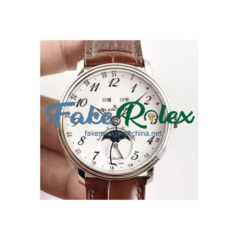 Blancpain Villeret Quantieme Complet 8 Jours 6639-3437-55B OM Stainless Steel White Dial Swiss 6639