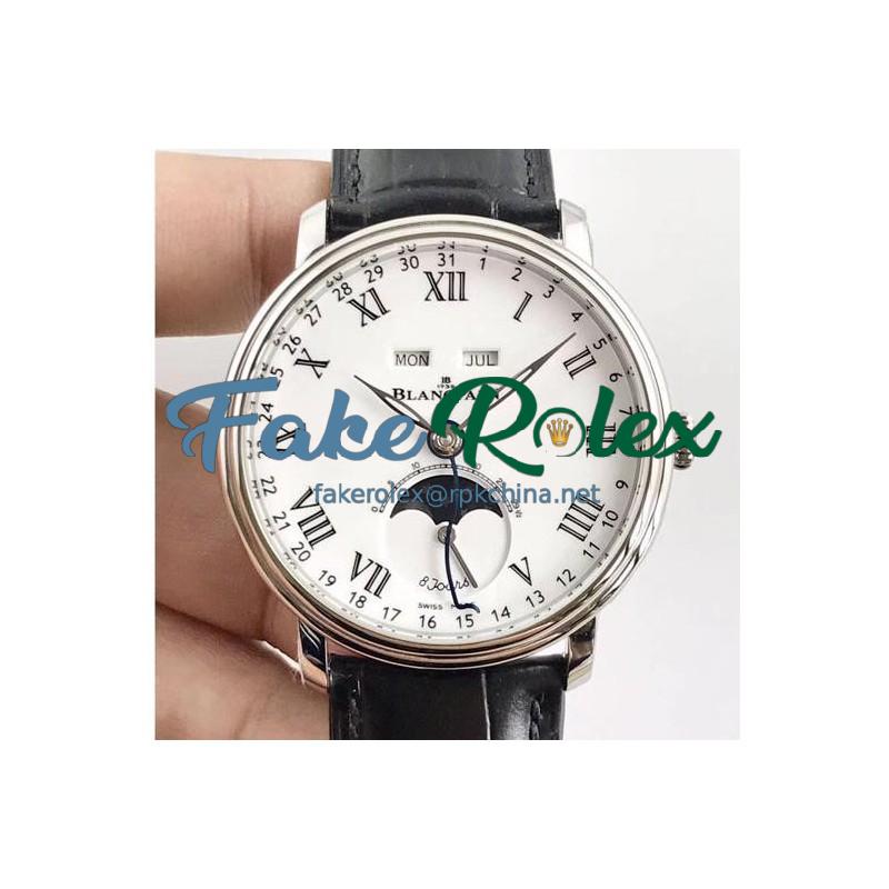 Blancpain Villeret Quantieme Complet 8 Jours 6639-3437-55B OM Stainless Steel White Dial Swiss 6639