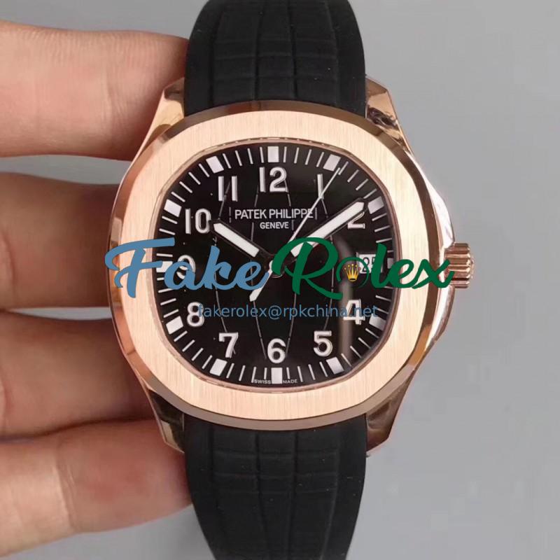 Replica Patek Philippe Aquanaut Jumbo 5167R MP Rose Gold Black Dial Swiss 324SC