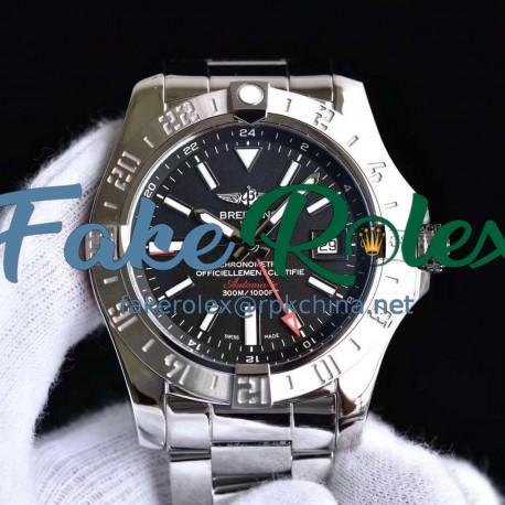 Replica Breitling Avenger II GMT A3239011/BC35/170A GF Stainless Steel Black Dial Swiss 2836-2