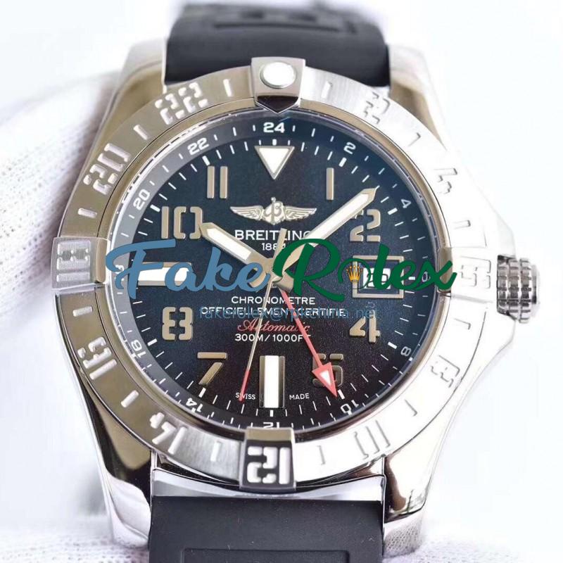 Replica Breitling Avenger II GMT A3239011/BC34/152S/A20S.1 GF Stainless Steel Black Dial Swiss 2836-2