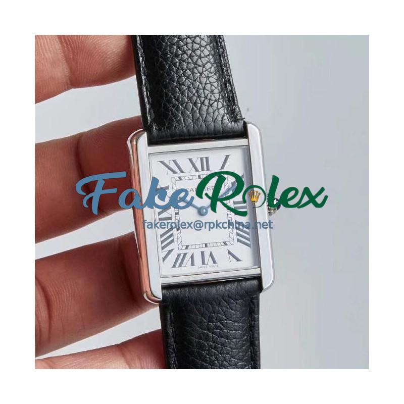 Replica Cartier Tank Solo Ladies 35MM WSTA0028 AF Stainless Steel Silver Dial Swiss Ronda Quartz