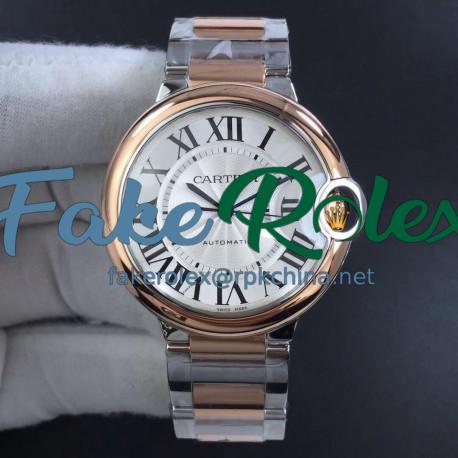 Replica Ballon Bleu De Cartier 33MM W2BB0023 V6 Stainless Steel & Rose Gold Silver Dial Seiko NH05A