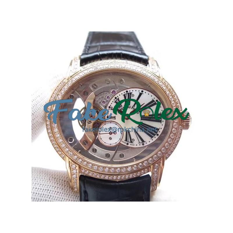 Replica Audemars Piguet Royal Millenary 4101 15350 V9 Rose Gold & Diamonds Rose Gold Skeleton Dial Swiss 4101