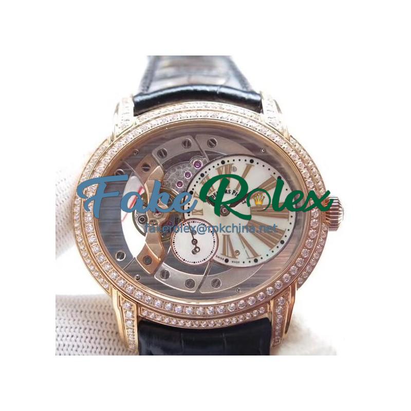 Replica Audemars Piguet Royal Millenary 4101 15350 V9 Rose Gold & Diamonds Rose Gold Skeleton Dial Swiss 4101