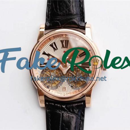 Replica Roger Dubuis Hommage Double Flying Tourbillon RDDBHO0562 JB Rose Gold Rose Gold Dial Swiss RD100