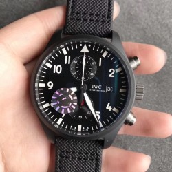 Replica IWC Pilot Top Gun Chronograph IW389001 ZF Ceramic Black Dial Swiss 7750