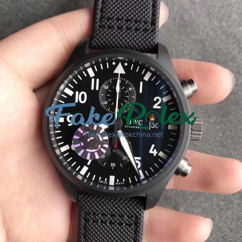 Replica IWC Pilot Top Gun Chronograph IW389001 ZF Ceramic Black Dial Swiss 7750