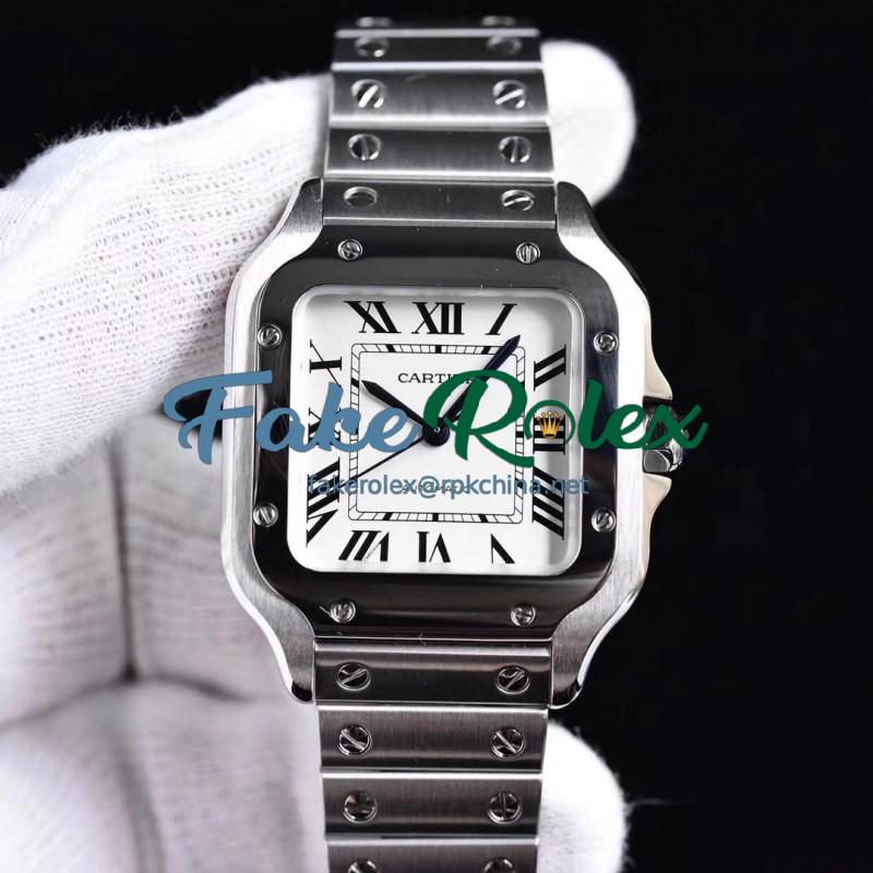 Replica Cartier Santos De Cartier Medium Automatic WSSA0010 GF Stainless Steel White Dial M9015