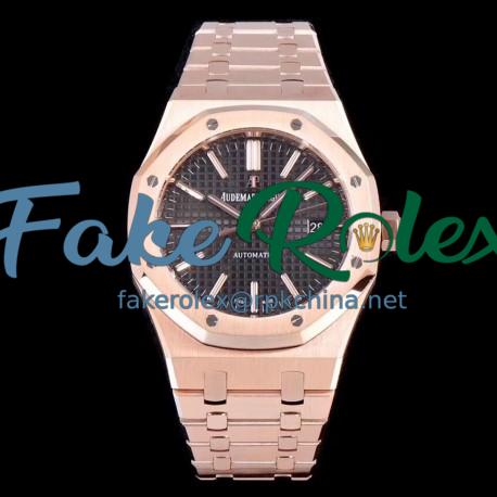 Replica Audemars Piguet Royal Oak 15450 JF V5 Rose Gold Black Dial Swiss 3120