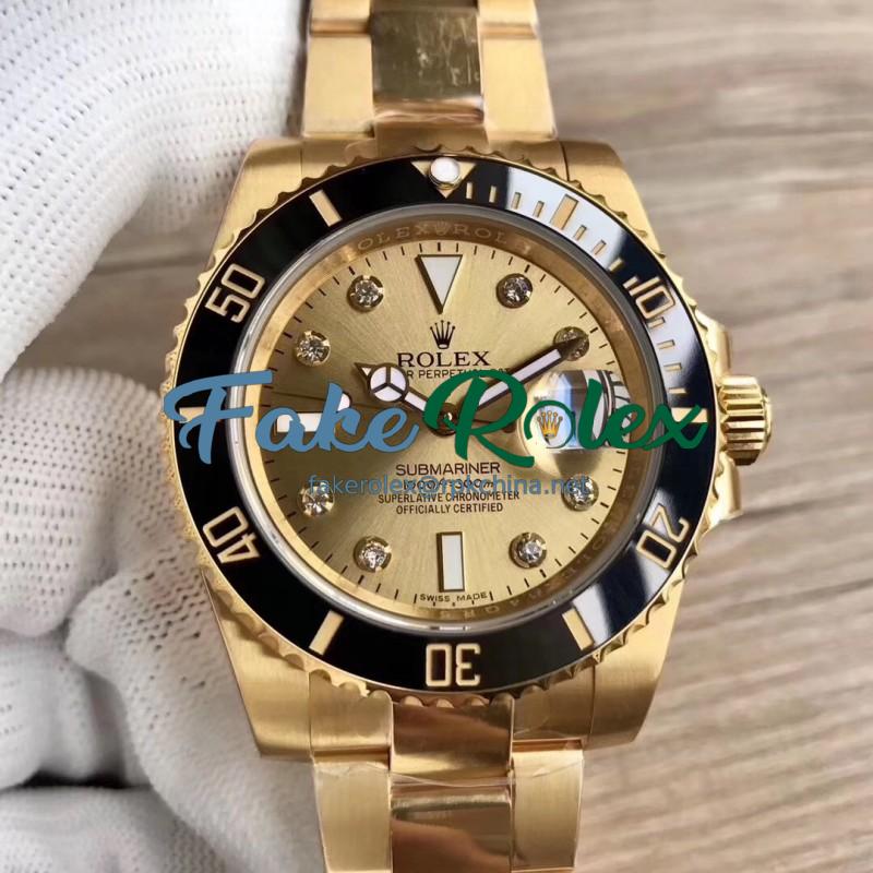 Replica Rolex Submariner Date 116618LN BP Yellow Gold Champagne Dial Swiss 2836-2