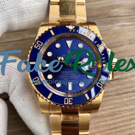 Replica Rolex Submariner Date 116618LB BP Yellow Gold Blue Dial Swiss 2836-2