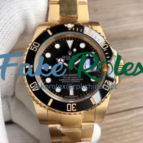 Replica Rolex Submariner Date 116618LN BP Yellow Gold Black Dial Swiss 2836-2