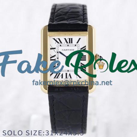 Replica Cartier Tank Solo Ladies 31MM W5200002 AF Yellow Gold White Dial Swiss Ronda Quartz