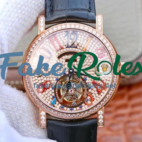 Replica Franck Muller Round Color Dreams Tourbillon TWL Rose Gold & Diamonds Diamond Dial Swiss Tourbillon