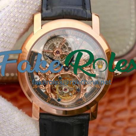 Replica Audemars Piguet Jules Audemars Tourbillon 26357PT.ZZ.D028CR.01 Noob Rose Gold Skeleton Dial Swiss Tourbillon