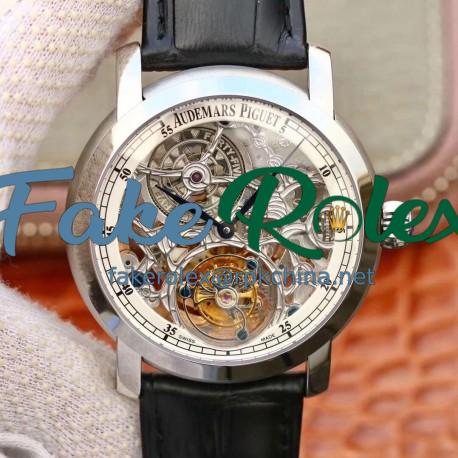 Replica Audemars Piguet Jules Audemars Tourbillon 26357PT.ZZ.D028CR.01 Noob Stainless Steel White Skeleton Dial Swiss Tourbillon