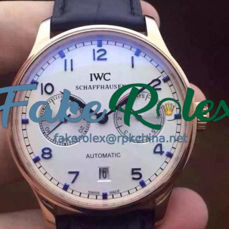 Replica IWC Portuguese IW500704 Power Reserve Rose Gold White Dial Blue Markers Swiss IWC 52010