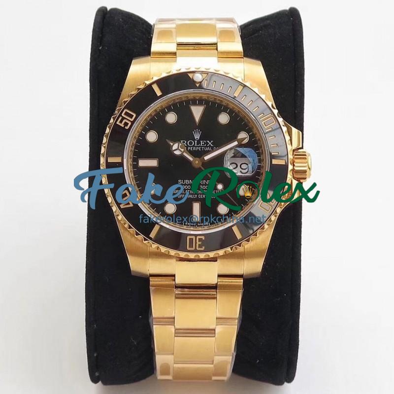 Replica Rolex Submariner Date 116618LN VR Stainless Steel With 18K Yellow Gold Wrapped Black Dial Swiss 2836-2