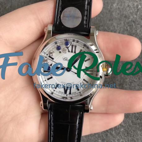 Replica Chopard Happy Sport 36MM Automatic 278559 YF V2 Stainless Steel White & Diamond Dial Swiss 2892