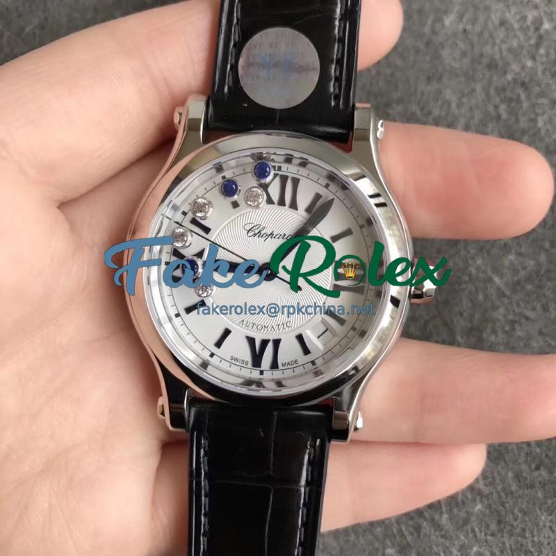 Replica Chopard Happy Sport 36MM Automatic 278559 YF V2 Stainless Steel White & Diamond Dial Swiss 2892