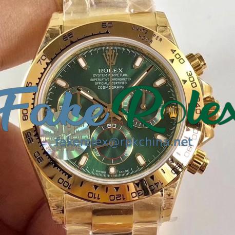 Replica Rolex Daytona Cosmograph 116508 JH Yellow Gold Green Dial Dial Swiss 4130 Run 6@SEC