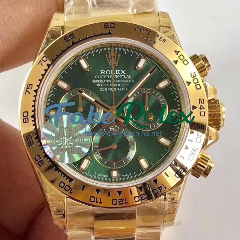 Replica Rolex Daytona Cosmograph 116508 JH Yellow Gold Green Dial Dial Swiss 4130 Run 6@SEC