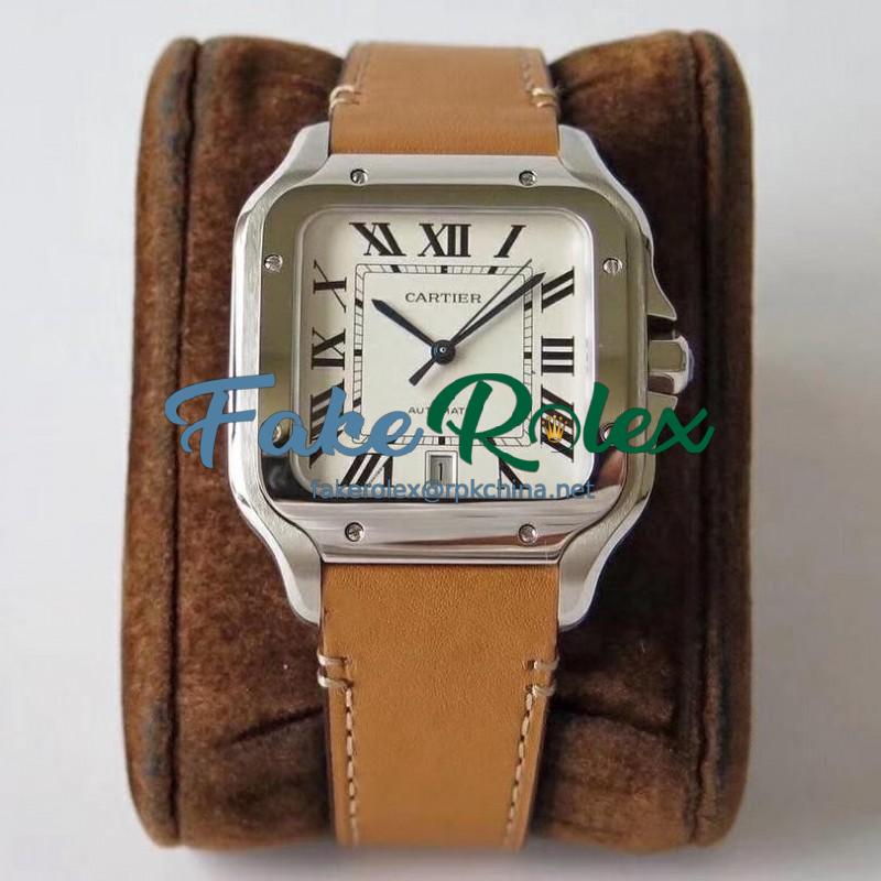 Replica Cartier Santos De Cartier Large 2018 WSSA0009 KOR Stainless Steel White Dial M9015