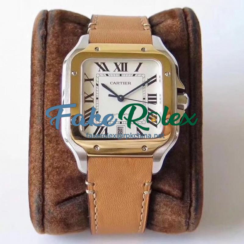 Replica Cartier Santos De Cartier Large 2018 W2SA0006 KOR Stainless Steel & Yellow Gold White Dial M9015