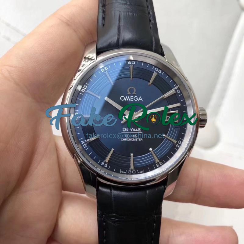 Replica Omega De Ville Hour Vision Co-Axial 41MM 431.33.41.21.03.001 VS Stainless Steel Blue Dial Swiss 8500