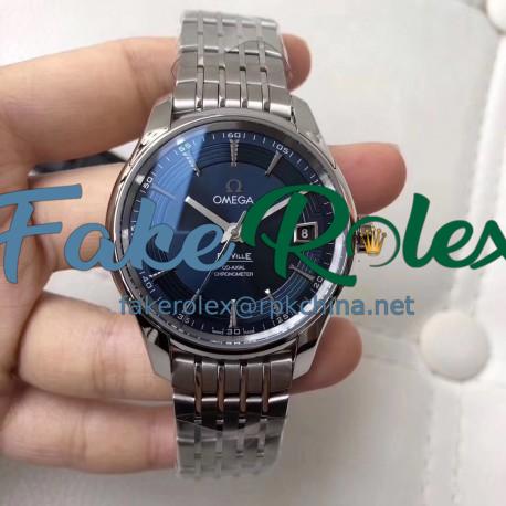 Replica Omega De Ville Hour Vision Co-Axial 41MM 431.33.41.21.03.001 VS Stainless Steel Blue Dial Swiss 8500