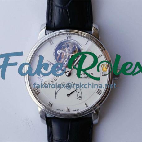 Replica Blancpain Villeret Tourbillon 8 Days 6025-1542-55B JB Stainless Steel White Dial Swiss Tourbillon